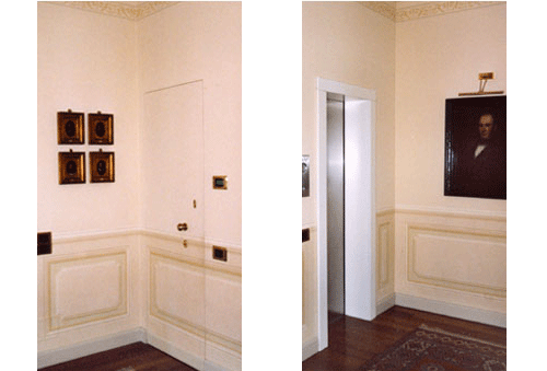 Foto di boiserie con modanature dipinte a trompe l'oeil